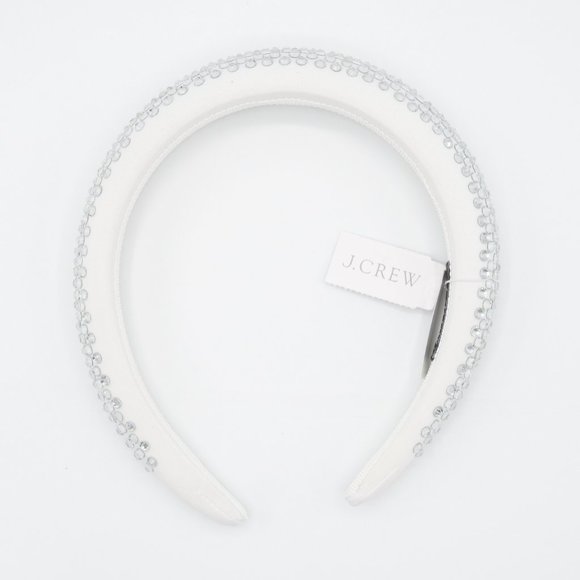 J. Crew Rhinestone Studded Puff Headband - White - Picture 3 of 6